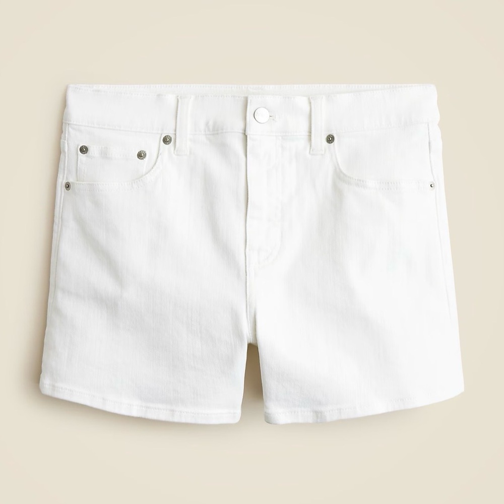 Women's White High-Rise Denim Shorts